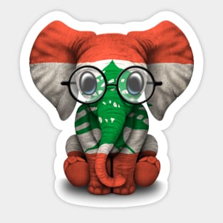 Baby Elephant with Glasses and Lebanese Flag Sticker